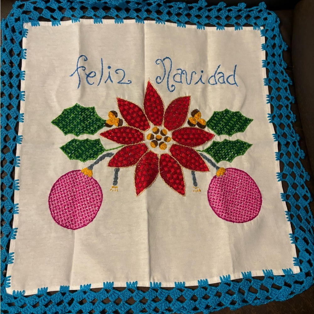 Festive Embroidered Holiday Tablecloth